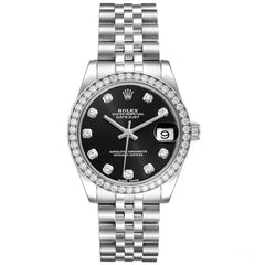 Rolex Datejust Black Diamond Factory Dial on D Link Jubilee Hidden Clasp Bracelet Ref. 178384 Card 2014