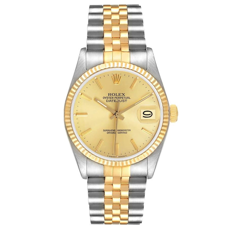 Rolex Datejust Champagne Stick Dial on D Link Jubilee Bracelet Ref. 16013 Papers 1986