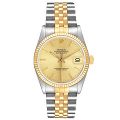 Rolex Datejust Champagne Stick Dial on D Link Jubilee Bracelet Ref. 16013 Papers 1986