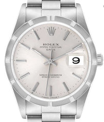 Rolex Oyster Perpetual Date Silver Stick Dial on Oyster Bracelet Ref. 15210 1991