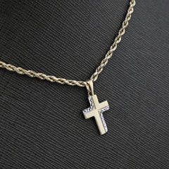 10k Yellow & White Gold Cross Pendant Religious 0.7gms Charm For Unisex Adults