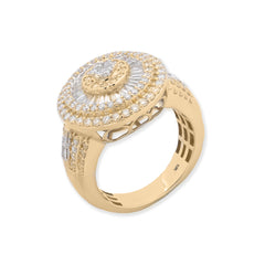 Mens 10k Yellow Gold 2.1CTW Lab Grown Round/Baguette Diamond Circle Ring Size 10