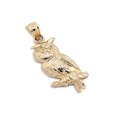 Pure 10k Yellow Gold Owl Charm 1.2gms Animal Classic Pendant For Mens Womens