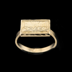 10kt Yellow Gold Mens Last Supper Religious Ring