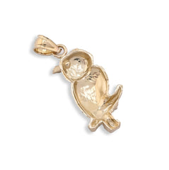 Pure 10k Yellow Gold Owl Charm 1.2gms Animal Classic Pendant For Mens Womens