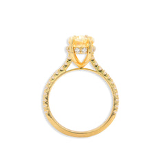 14k White Gold 3.03CT Lab Diamond Yellow Oval Solitaire w/ Hidden Halo 3.7g Ring