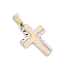 10k Yellow & White Gold Cross Pendant Religious 0.7gms Charm For Unisex Adults