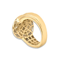 Mens 10k Yellow Gold 2.1CTW Lab Grown Round/Baguette Diamond Circle Ring Size 10