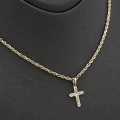 Fine 10k Yellow Gold Cross Pendant Religious 0.5gms Charm For Mens Womens
