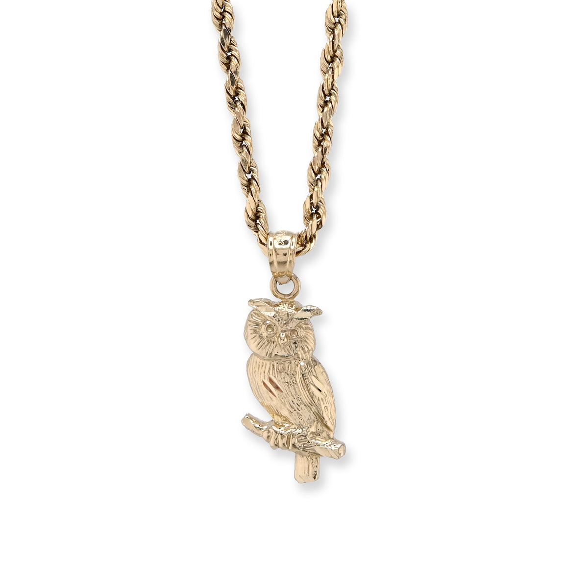 Pure 10k Yellow Gold Owl Charm 1.2gms Animal Classic Pendant For Mens Womens