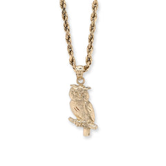 Pure 10k Yellow Gold Owl Charm 1.2gms Animal Classic Pendant For Mens Womens