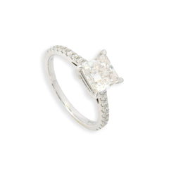 14k White Gold 1.79CTW Lab Grown Princess Cut Solitaire Diamond Womens S7 Ring