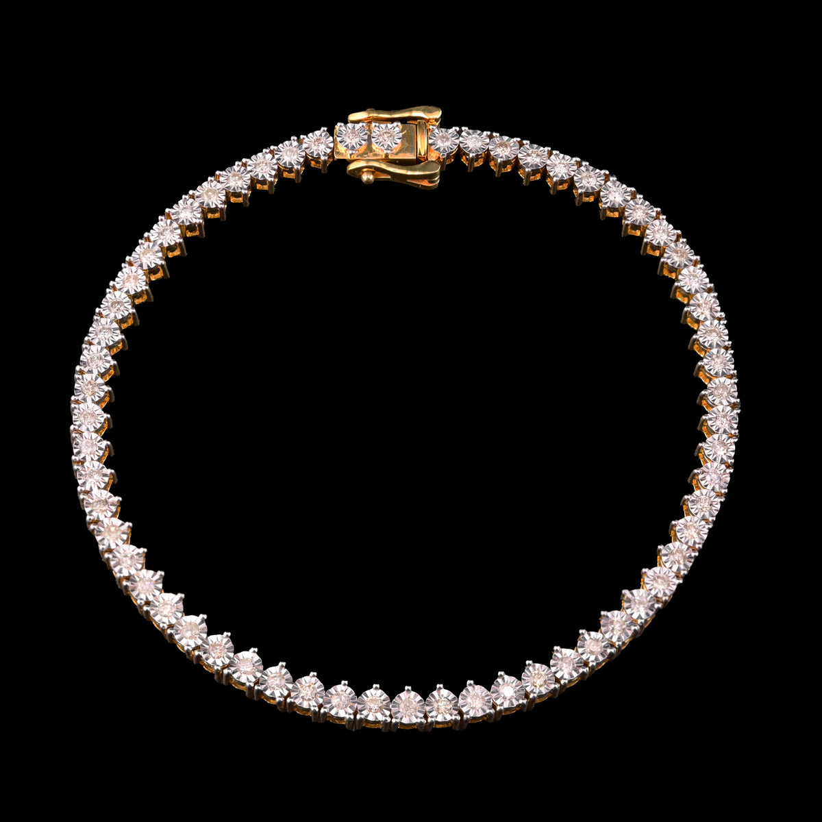 10k Yellow Gold Men 0.78CTW Natural Diamond Tennis Bracelet 7g 7In Armlet