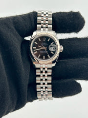Rolex Datejust Lady Black Stick Dial on Jubilee D Link Bracelet Ref. 179174 Card 2010
