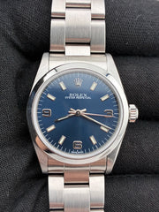 Rolex Oyster Perpetual Blue Dial on Oyster Bracelet Ref. 77080 Papers 1999