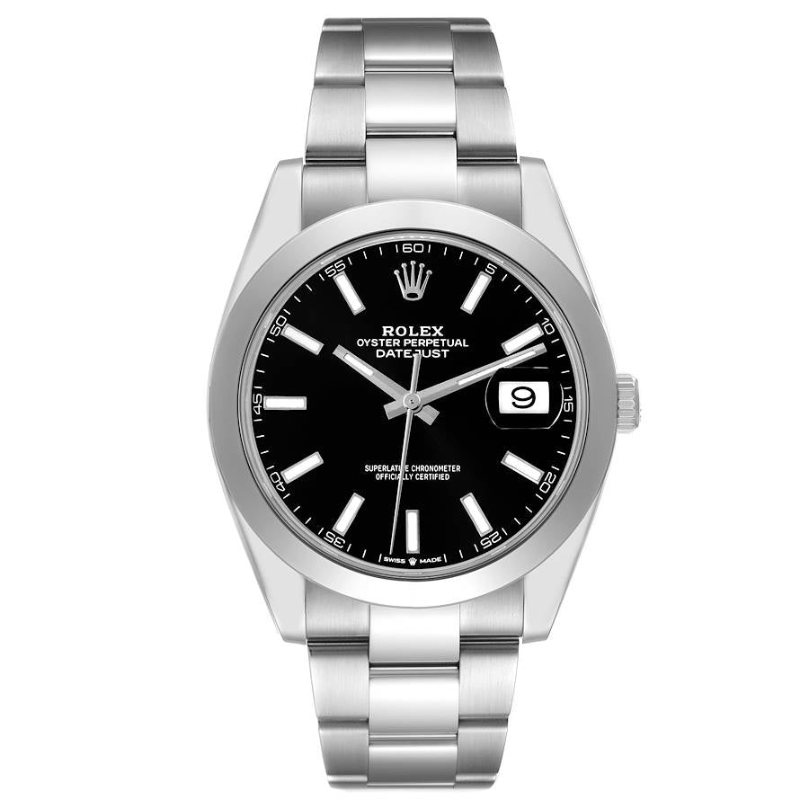 Rolex Datejust 41mm Black Dial Smooth Bezel Oyster Stainless Steel Watch 126300