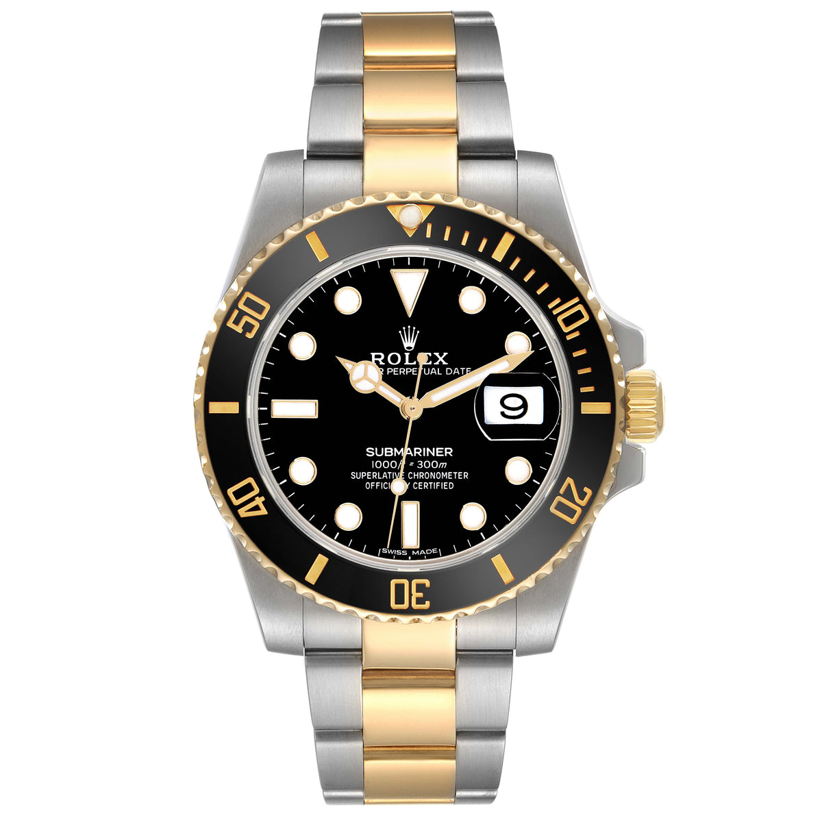 Rolex Submariner 40mm 2-Tone Stainless Steel & 18k Yellow Gold Black Dial and Bezel Oyster Watch 116613LN