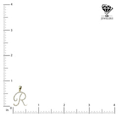10k Yellow Gold Initial R Pendant 0.16 CTW Natural Diamond 0.86g Alphabet Charm