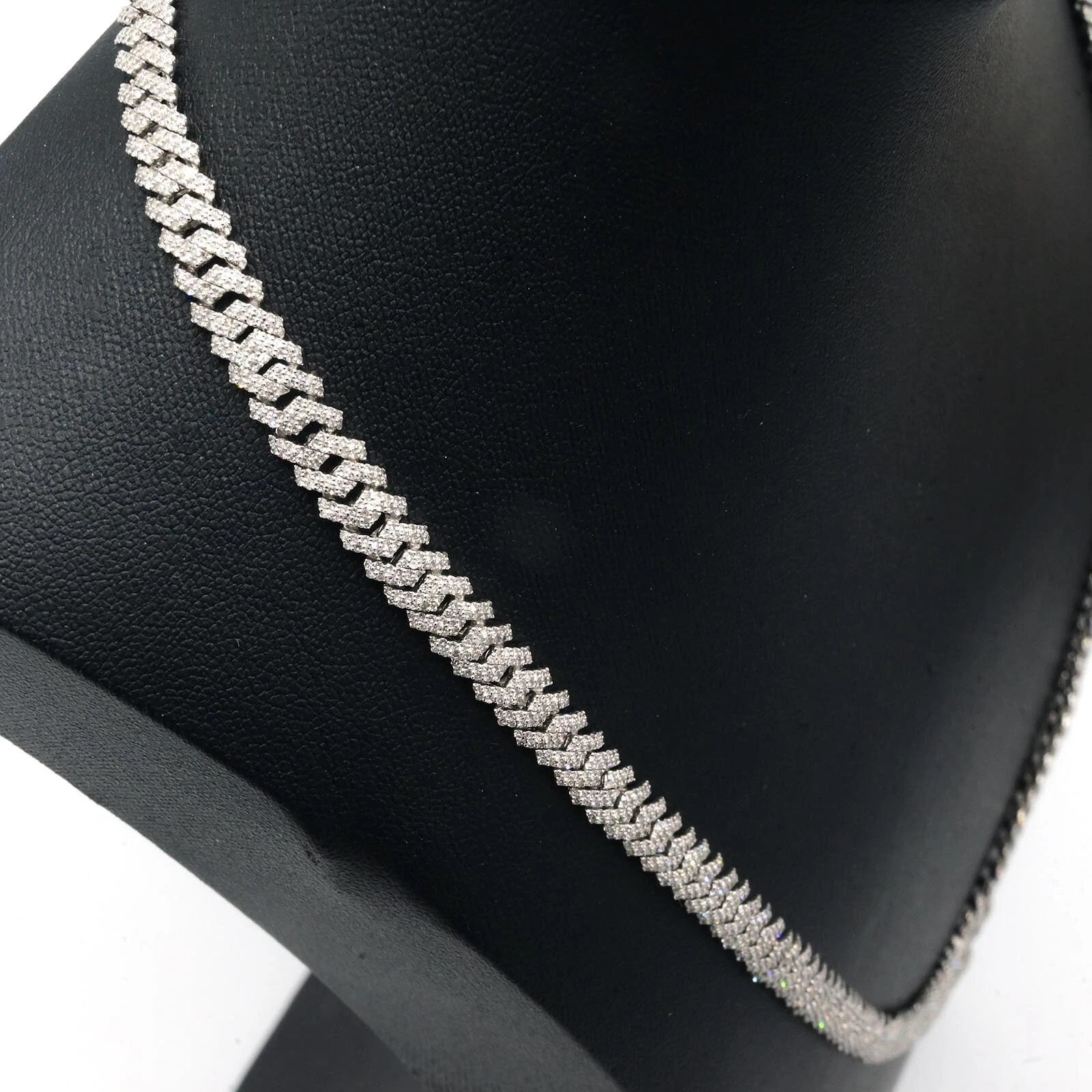 8.3MM Silver 11.23 CTW Diamond Snake Cuban Necklace 54g Chain For Men - 19.5"