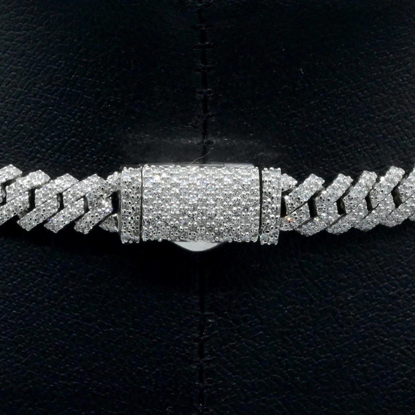 8.3MM Silver 11.23 CTW Diamond Snake Cuban Necklace 54g Chain For Men - 19.5"