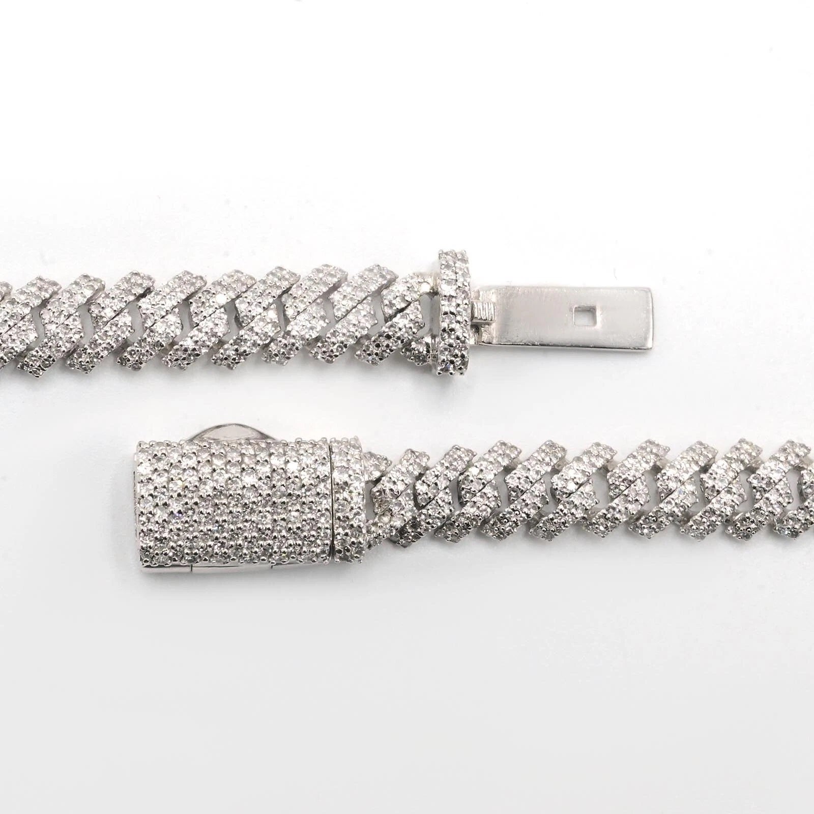 8.3MM Silver 11.23 CTW Diamond Snake Cuban Necklace 54g Chain For Men - 19.5"