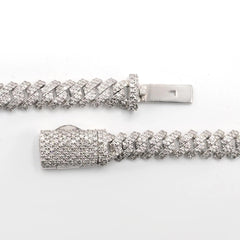 8.3MM Silver 11.23 CTW Diamond Snake Cuban Necklace 54g Chain For Men - 19.5"