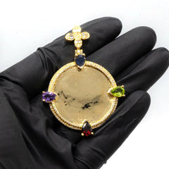 10k Yellow Gold 2.90 CTW Diamond Circle Memory Pendant Clove Bail 4 Stone Pear