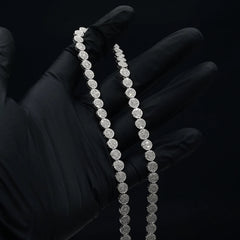 Men HipHop 6MM 10k White Gold 5CTW Round Cluster Tennis 20" Necklace 24.9g Chain