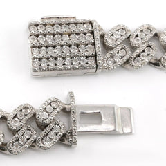 Hip Hop 14MM Men Silver 7.05CTW Diamond Cuban Necklace 148.33g Chain - 22 Inches