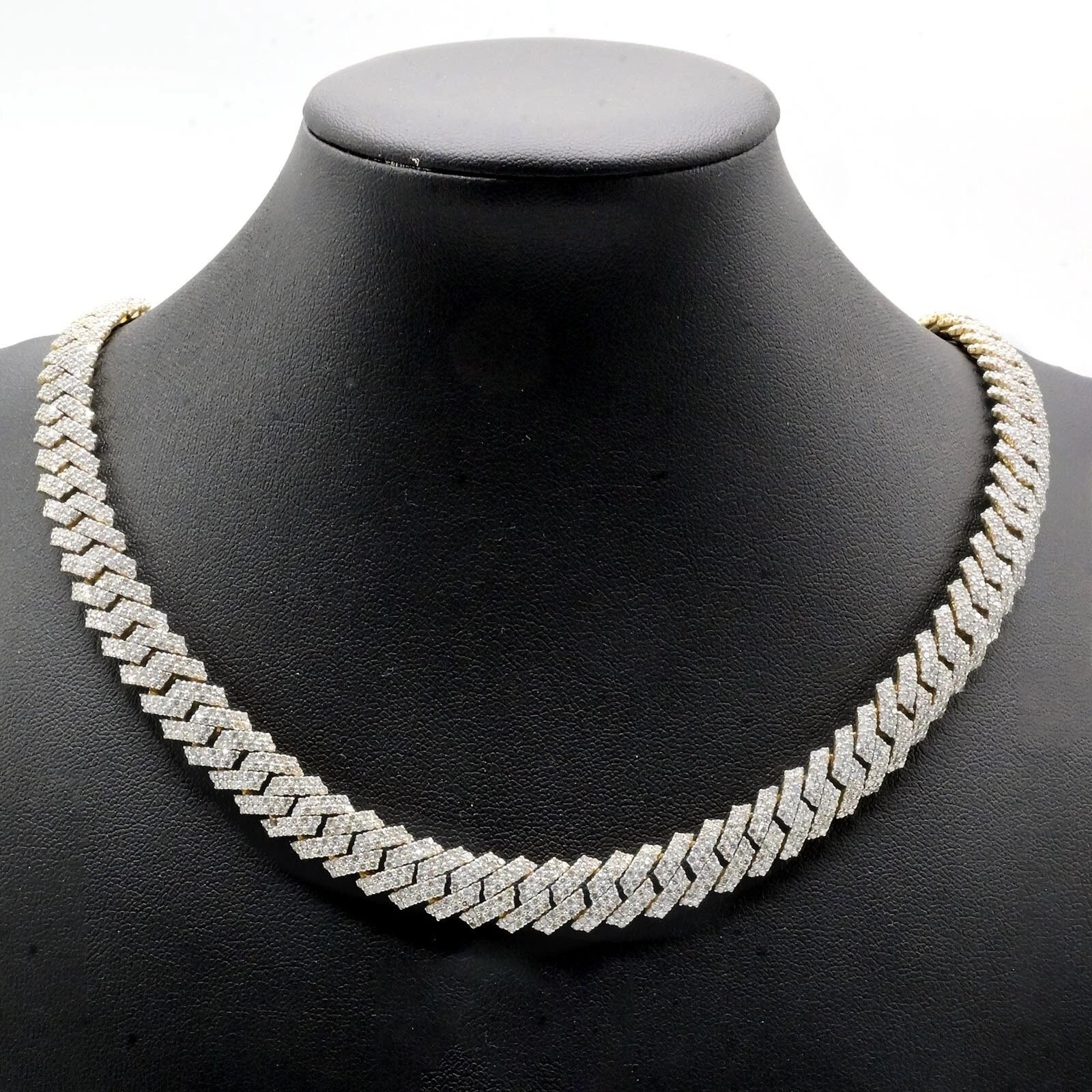 22" Men 10.3mm 10k Yellow Gold 22 CTW Diamond Snake Cuban Necklace
