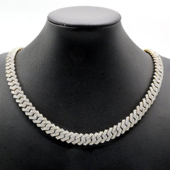 22" Men 10.3mm 10k Yellow Gold 22 CTW Diamond Snake Cuban Necklace