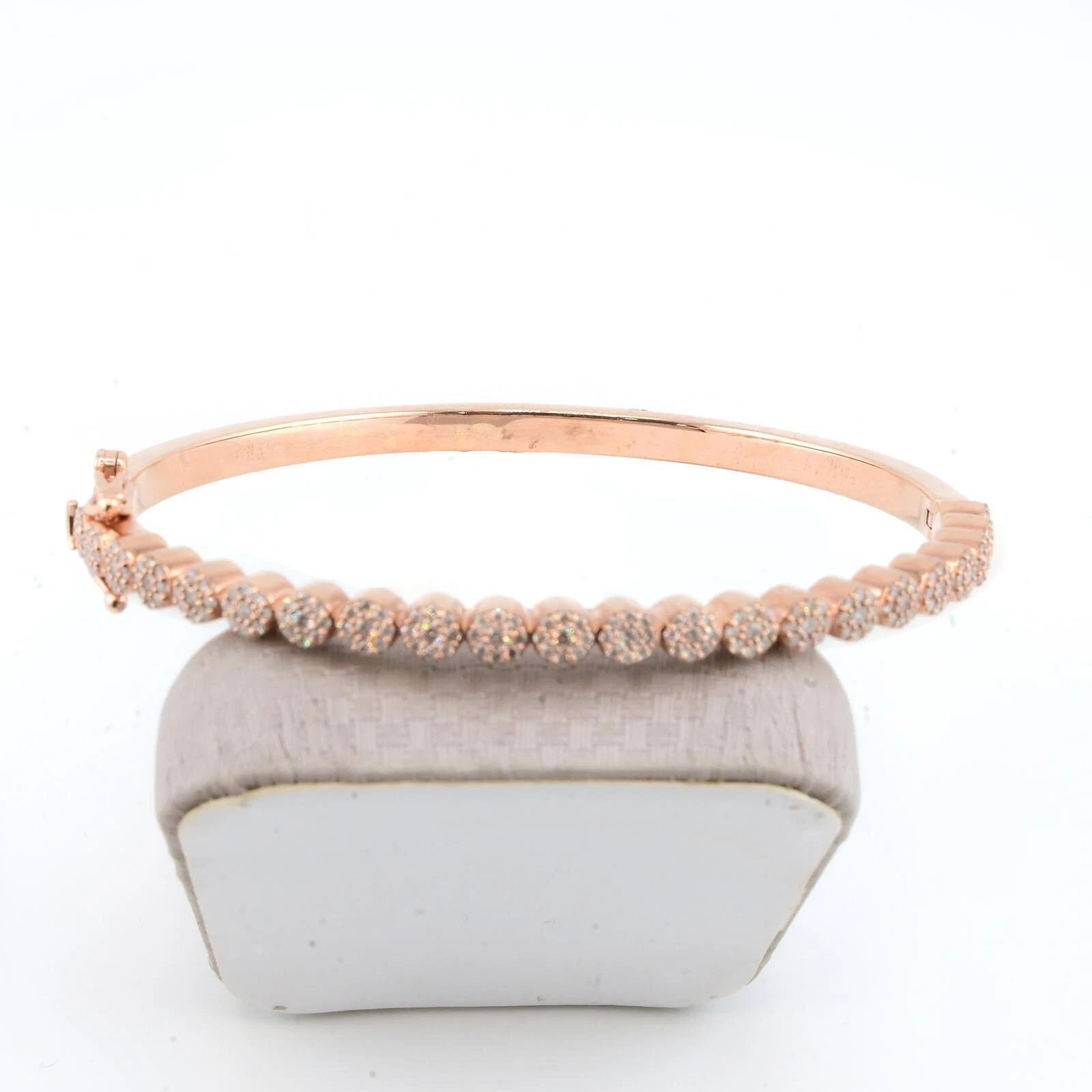 Ladies 10k Rose Gold 1.23 CTW Natural Diamond Solid Bracelet 22.1g Armlet - 7.5"