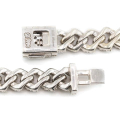 Men 8MM Silver 3.45 CTW Diamond Cross Cuban Necklace 82.31g Chain - 22 Inches