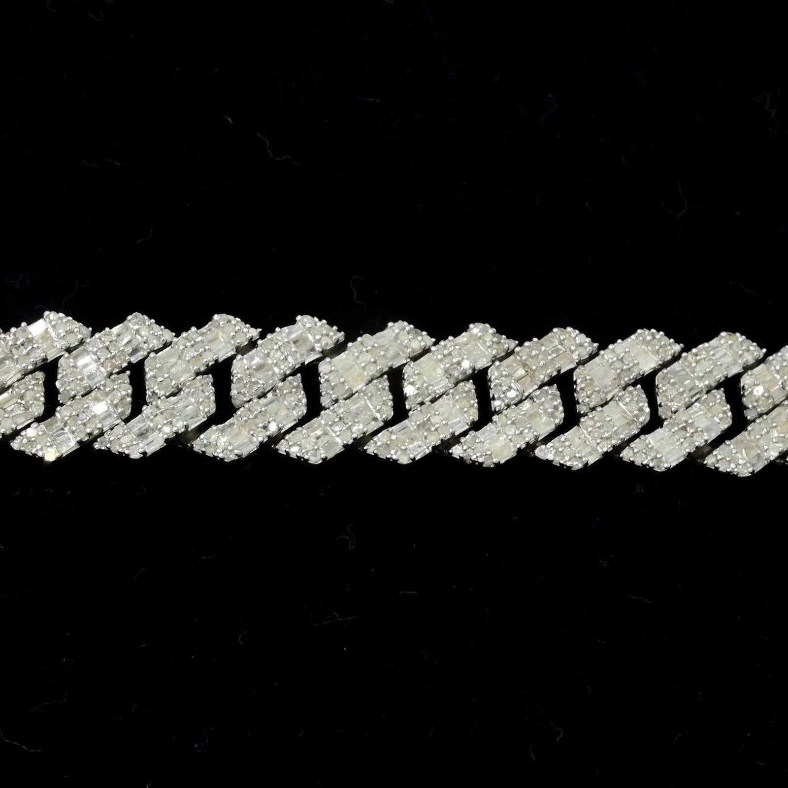 10MM Mens 925 Silver 5.5 CTW Round/Baguette Diamond Bracelet 8" Hip Hop Armlet