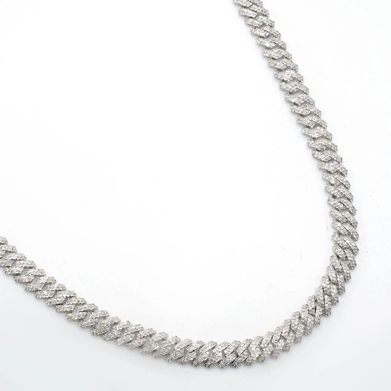 8.3MM Silver 11.23 CTW Diamond Snake Cuban Necklace 54g Chain For Men - 19.5"