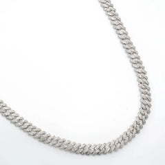 8.3MM Silver 11.23 CTW Diamond Snake Cuban Necklace 54g Chain For Men - 19.5"