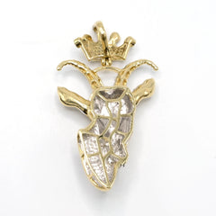 10k Yellow & White Gold 2 CTW Diamond Goat Head Crown Bail Pendant 10.55g Charm