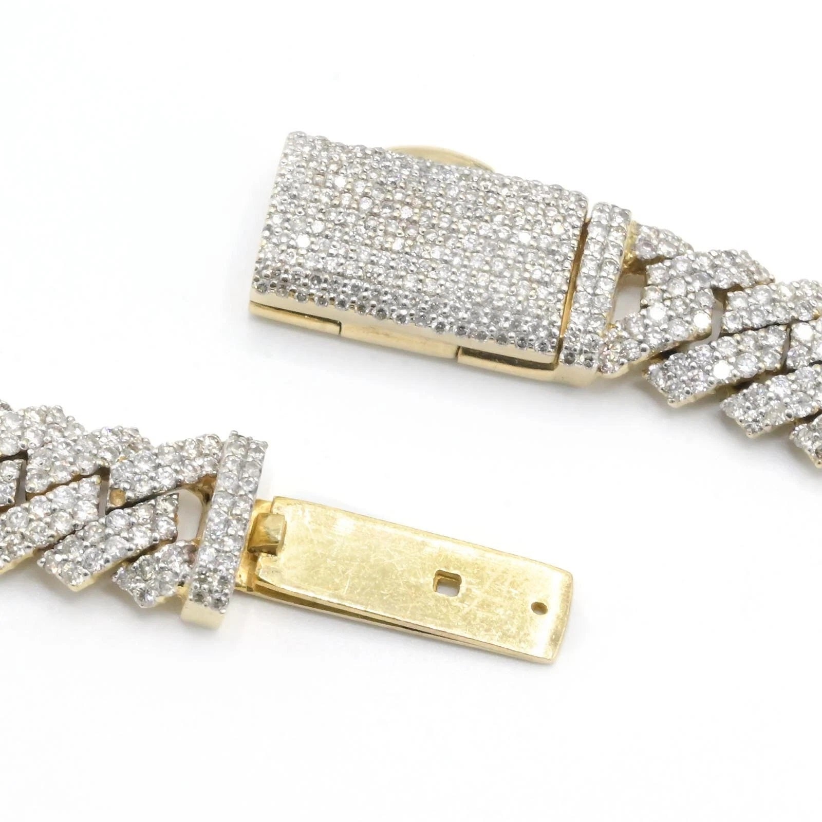 22" Men 10.3mm 10k Yellow Gold 22 CTW Diamond Snake Cuban Necklace