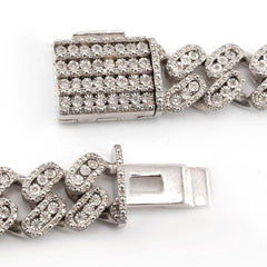 Hip Hop 14MM Men Silver 7.05CTW Diamond Cuban Necklace 148.33g Chain - 22 Inches