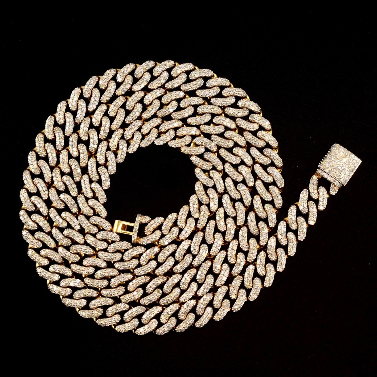22" 8MM Men 10k Yellow Gold 9.62 CTW Diamond Cuban Necklace 41.87g Hip Hop Chain