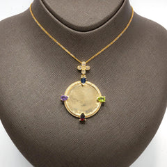 10k Yellow Gold 2.90 CTW Diamond Circle Memory Pendant Clove Bail 4 Stone Pear