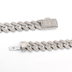 8MM 10k White Gold 2 Row 5.25CTW Diamond Cuban Necklace 41.73g Chain - 20 Inches