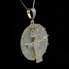 10k Yellow Gold 8.25 CTW Diamond Jesus Cross Medallion Pendant 27.81g Charm
