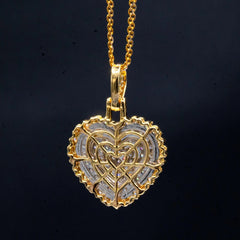 10k Two Tone Gold 1.15 CTW Diamond Heart Pendant 1 Row Diamond Bail 3.35g Charm