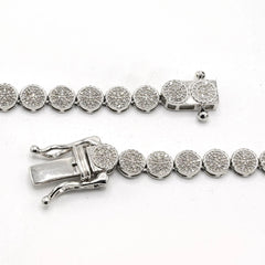 Men HipHop 6MM 10k White Gold 5CTW Round Cluster Tennis 20" Necklace 24.9g Chain