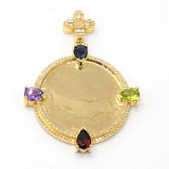 10k Yellow Gold 2.90 CTW Diamond Circle Memory Pendant Clove Bail 4 Stone Pear