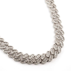 Hip Hop 14MM Men Silver 7.05CTW Diamond Cuban Necklace 148.33g Chain - 22 Inches
