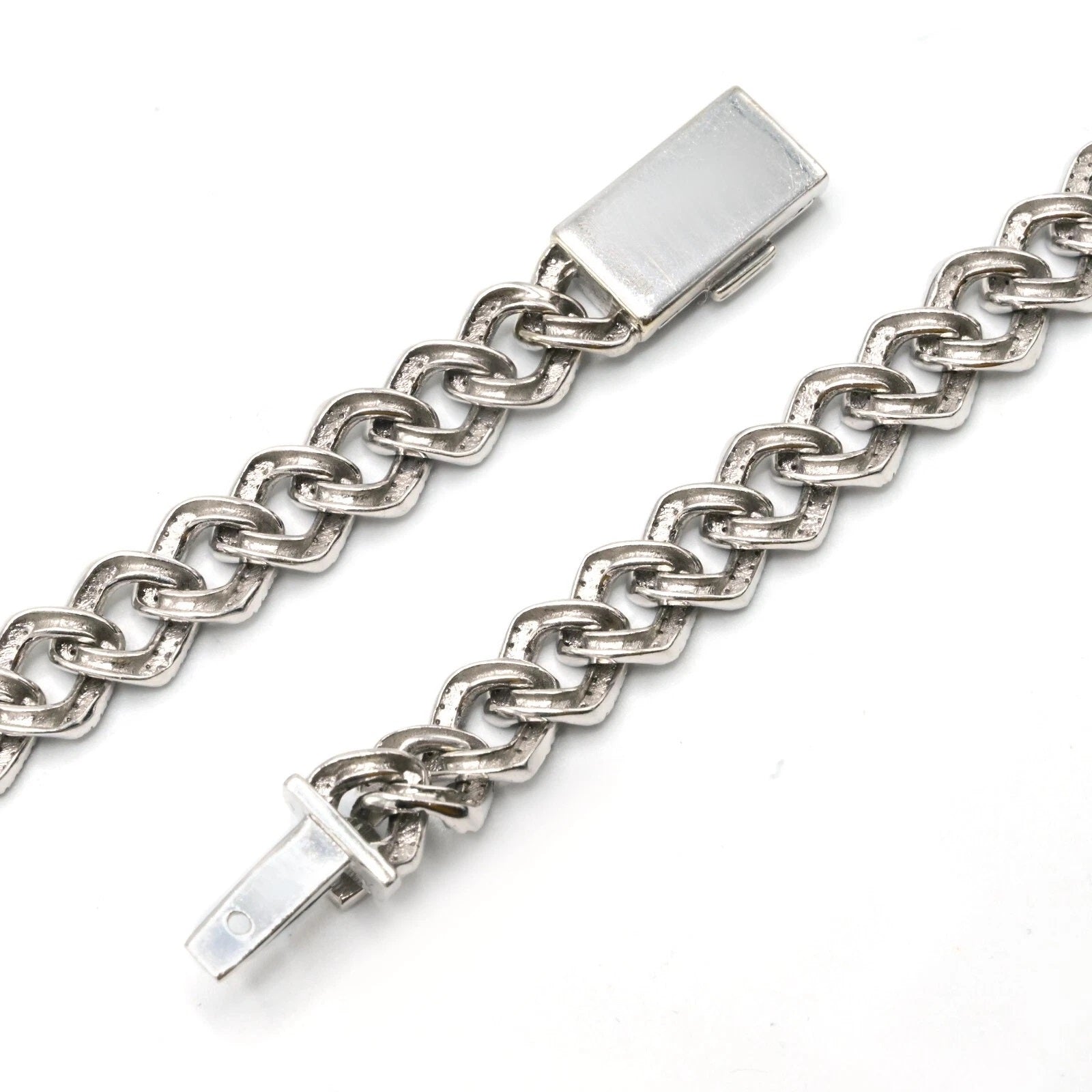 8MM 10k White Gold 2 Row 5.25CTW Diamond Cuban Necklace 41.73g Chain - 20 Inches