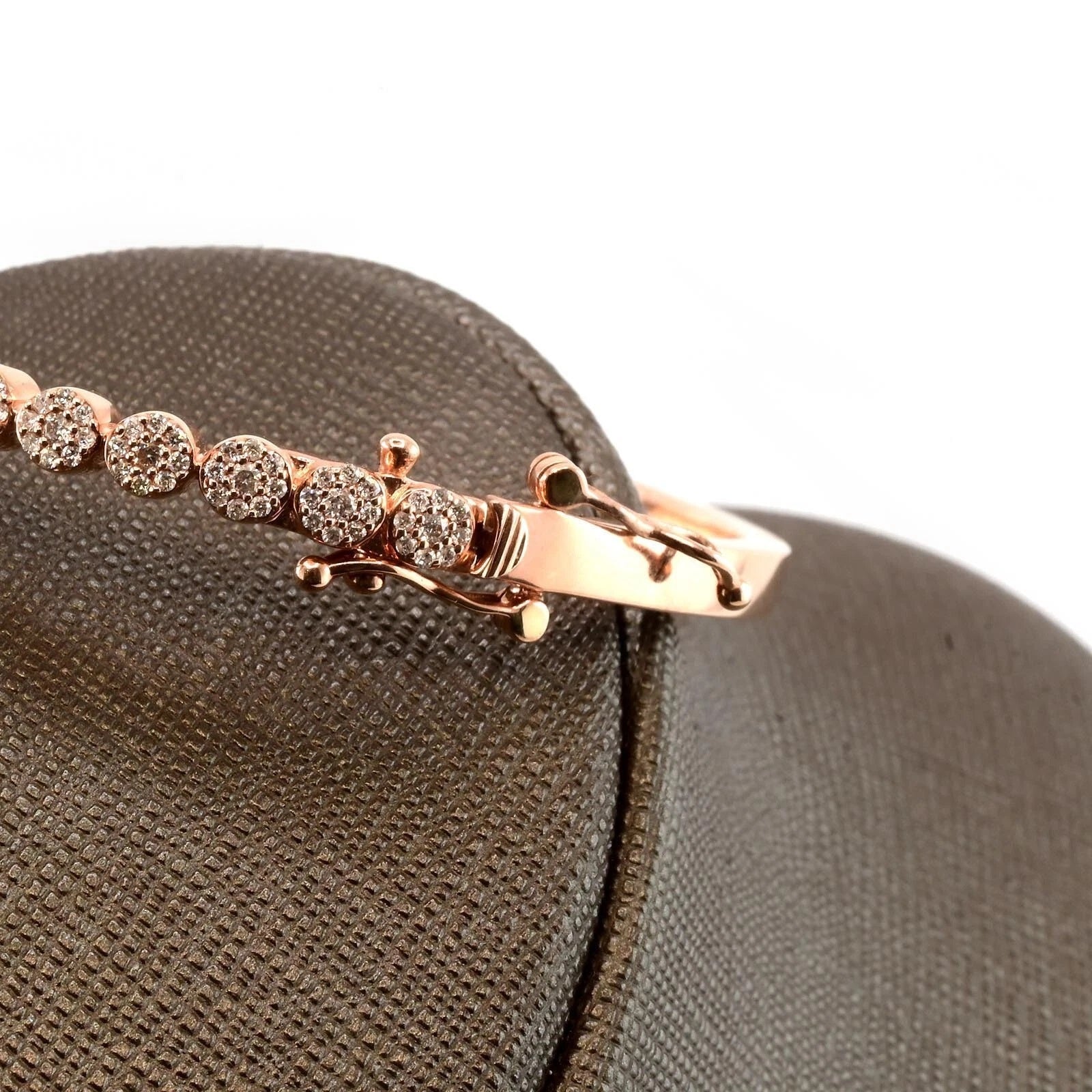 Ladies 10k Rose Gold 1.23 CTW Natural Diamond Solid Bracelet 22.1g Armlet - 7.5"