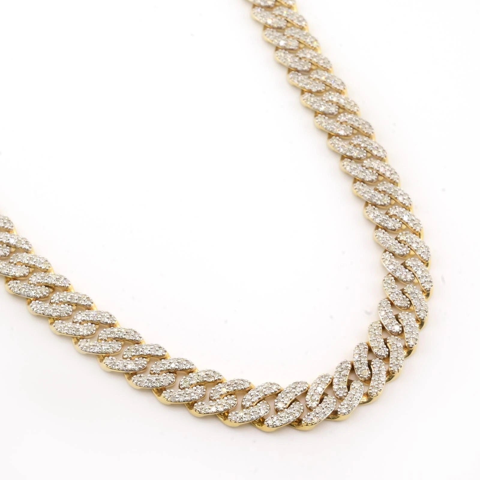 22" 8MM Men 10k Yellow Gold 9.62 CTW Diamond Cuban Necklace 41.87g Hip Hop Chain